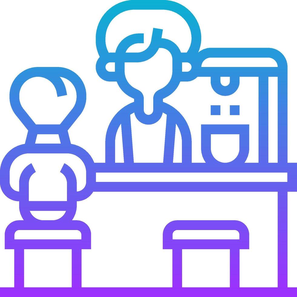 A woman is sitting at a table with a man behind her vector
