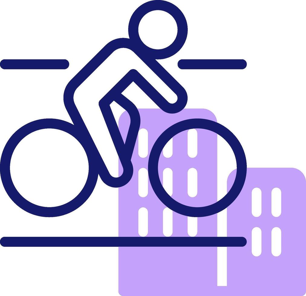 A person riding a bike in front of a city vector