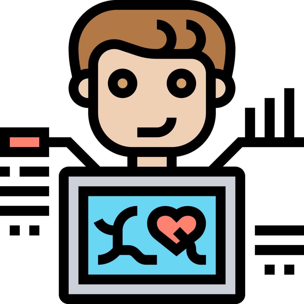 A man with a heart on his computer screen vector