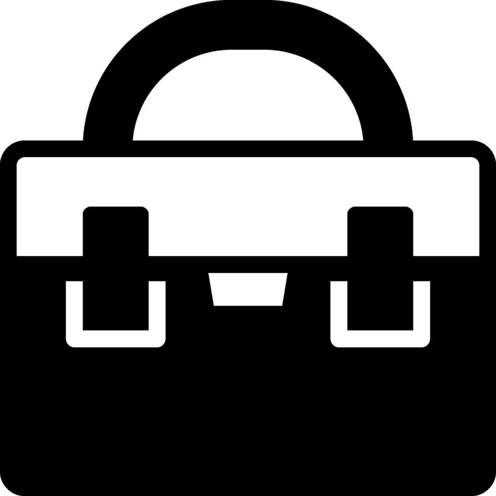 A black and white icon of a briefcase vector