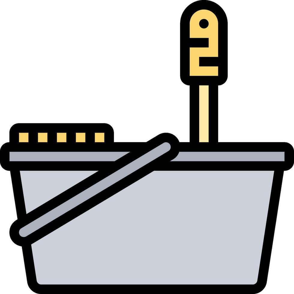 A bucket with a brush and a stick vector