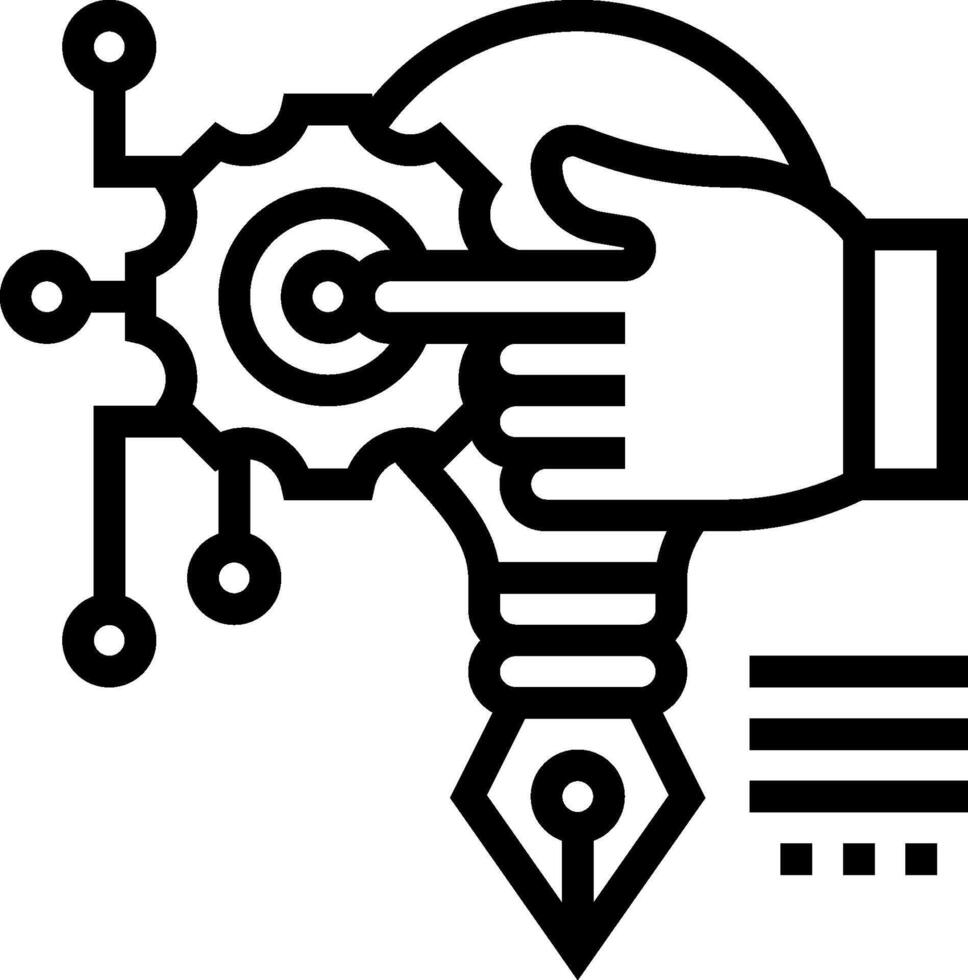 A hand holding a light bulb and a pen vector