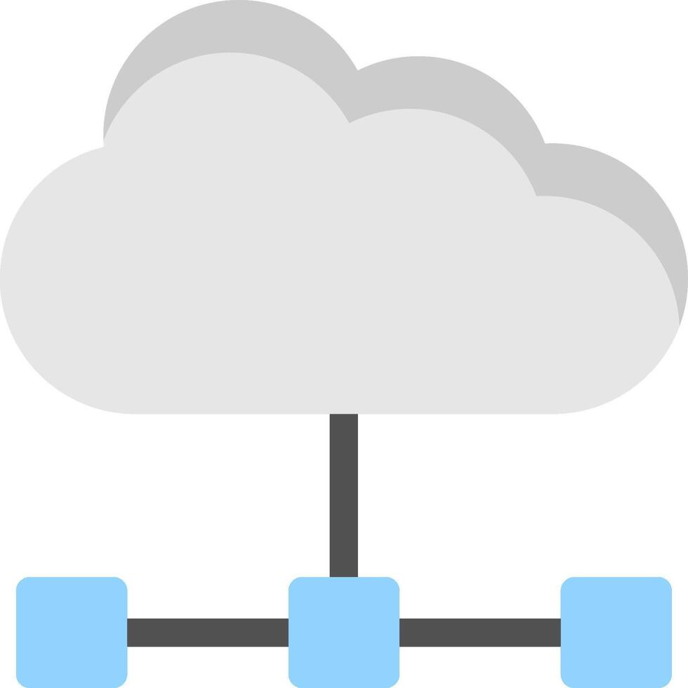 A cloud with two blue boxes connected to it vector