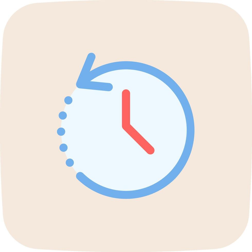 A clock icon with a red arrow pointing to the right vector
