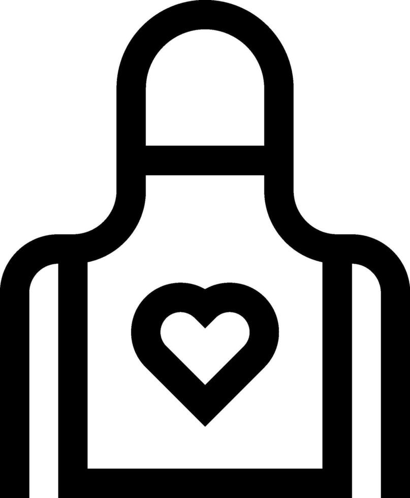 A black and white icon of a heart with apron vector