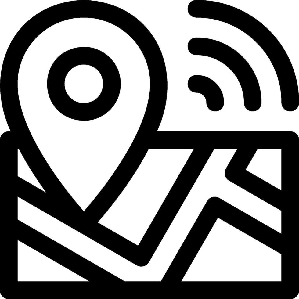 A map with a location icon and a wifi icon vector