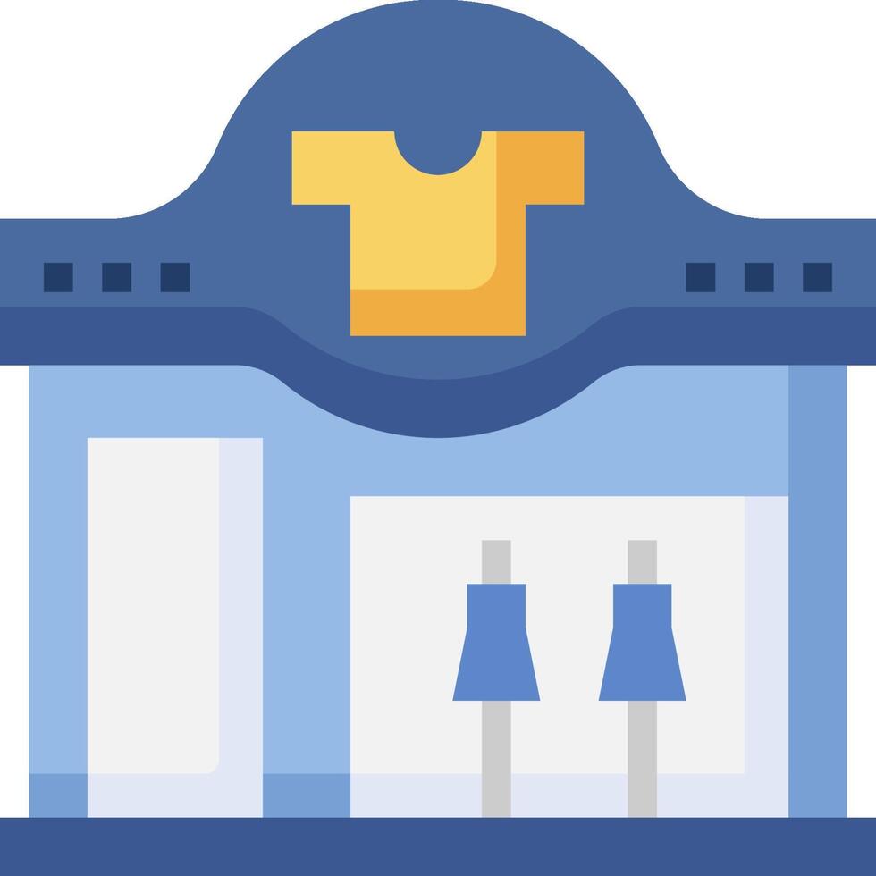 A blue building with a yellow t - shirt on the front vector