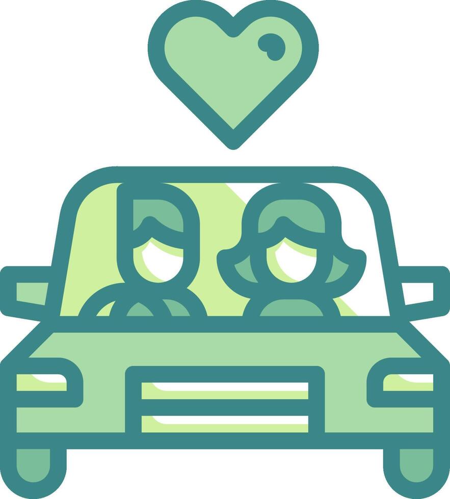 A couple in a car with a heart above it vector