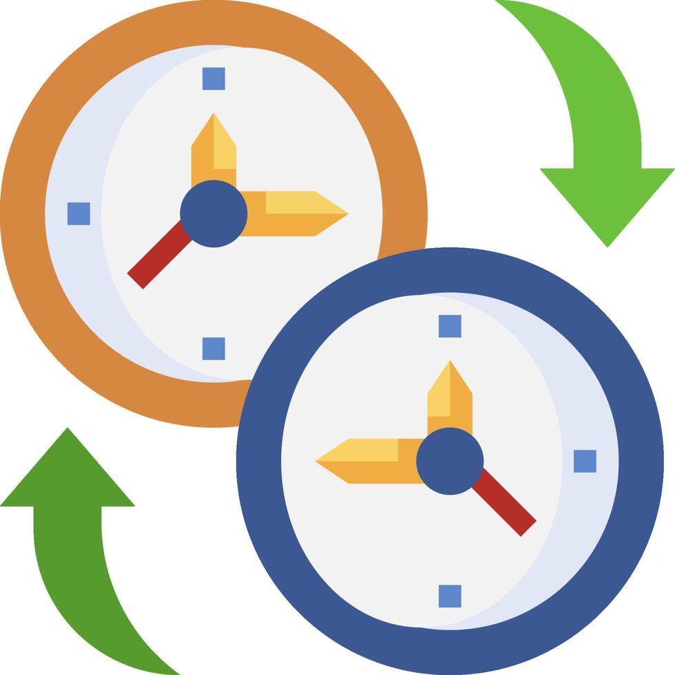 Two clocks are shown with arrows pointing to the right vector