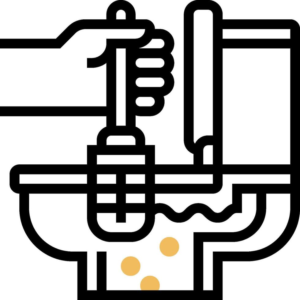 A hand is holding a toilet brush and cleaning it vector