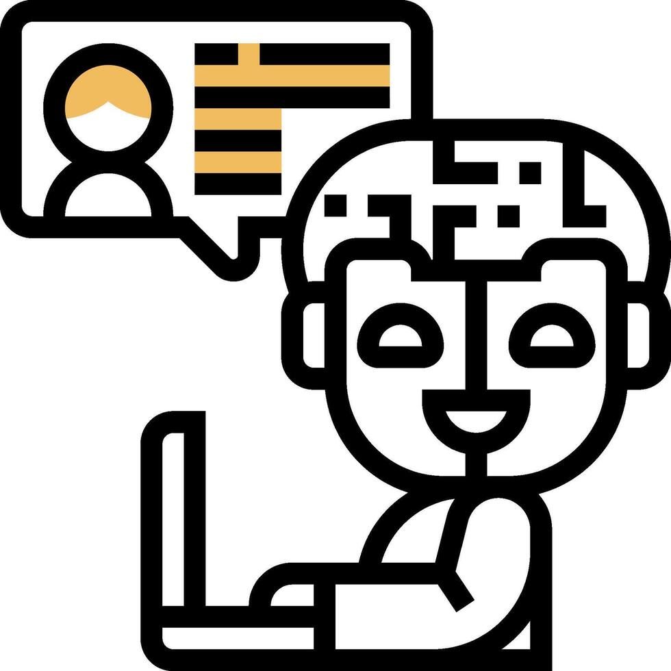 A man with a laptop and a chat bubble vector