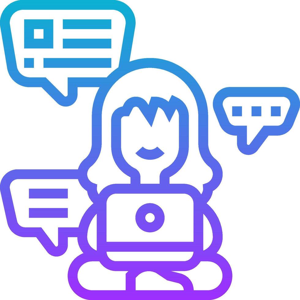 A woman with a laptop and speech bubbles vector