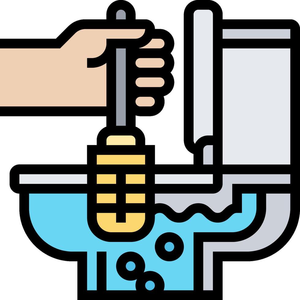 A hand is holding a toothbrush over a toilet vector