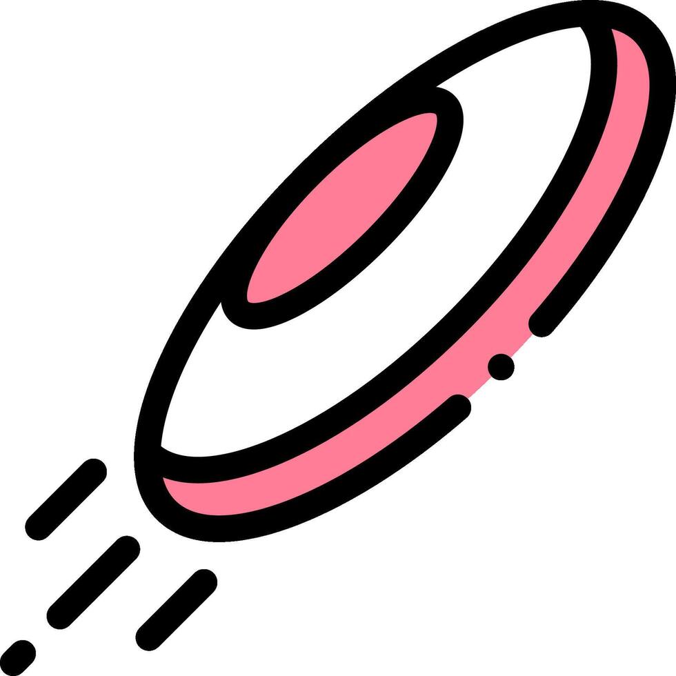 A pink and black frisbee flying in the air vector