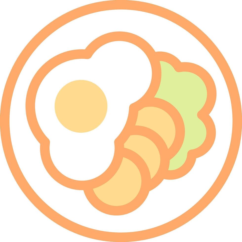 An orange and white circle with an egg and a slice of bread vector
