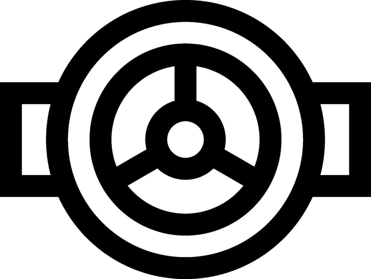 A black and white image of a steering wheel vector