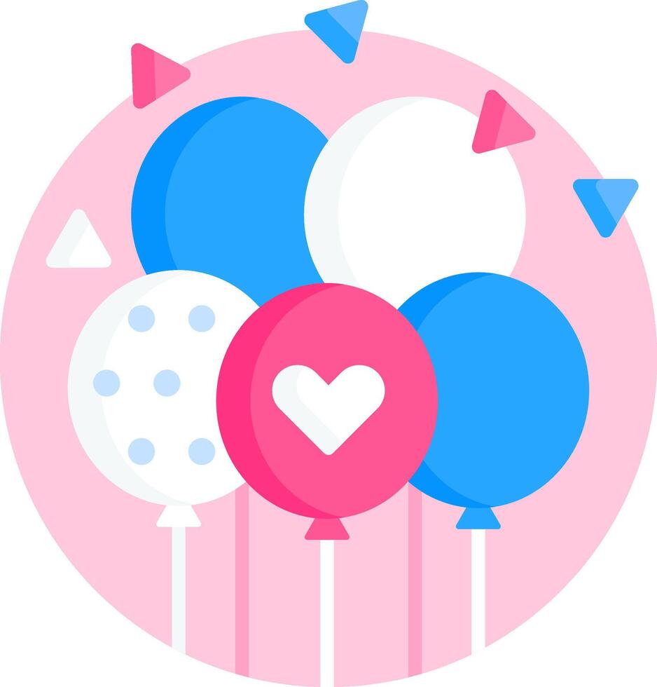Balloons with heart and blue and pink colors vector