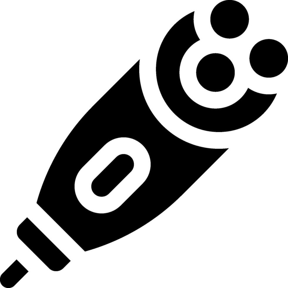 A black and white icon of a pen vector