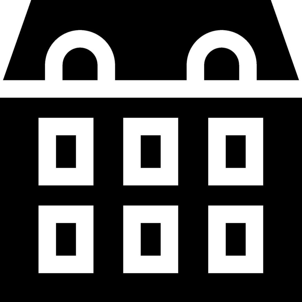 A black and white icon of a building vector