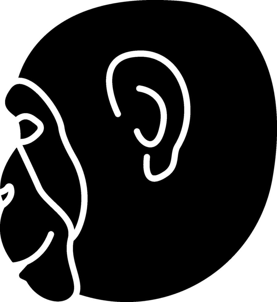 A black and white illustration of a monkey's head vector