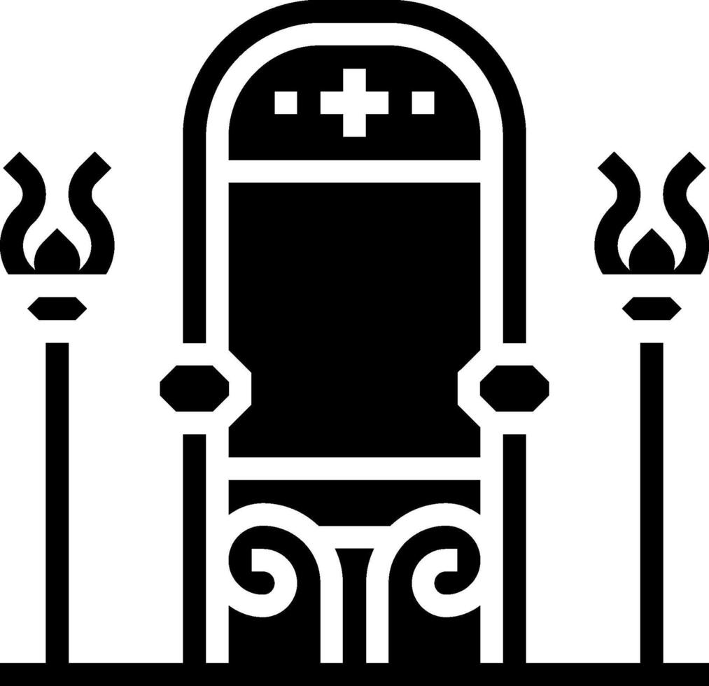 A black and white image of a door with a cross on it vector