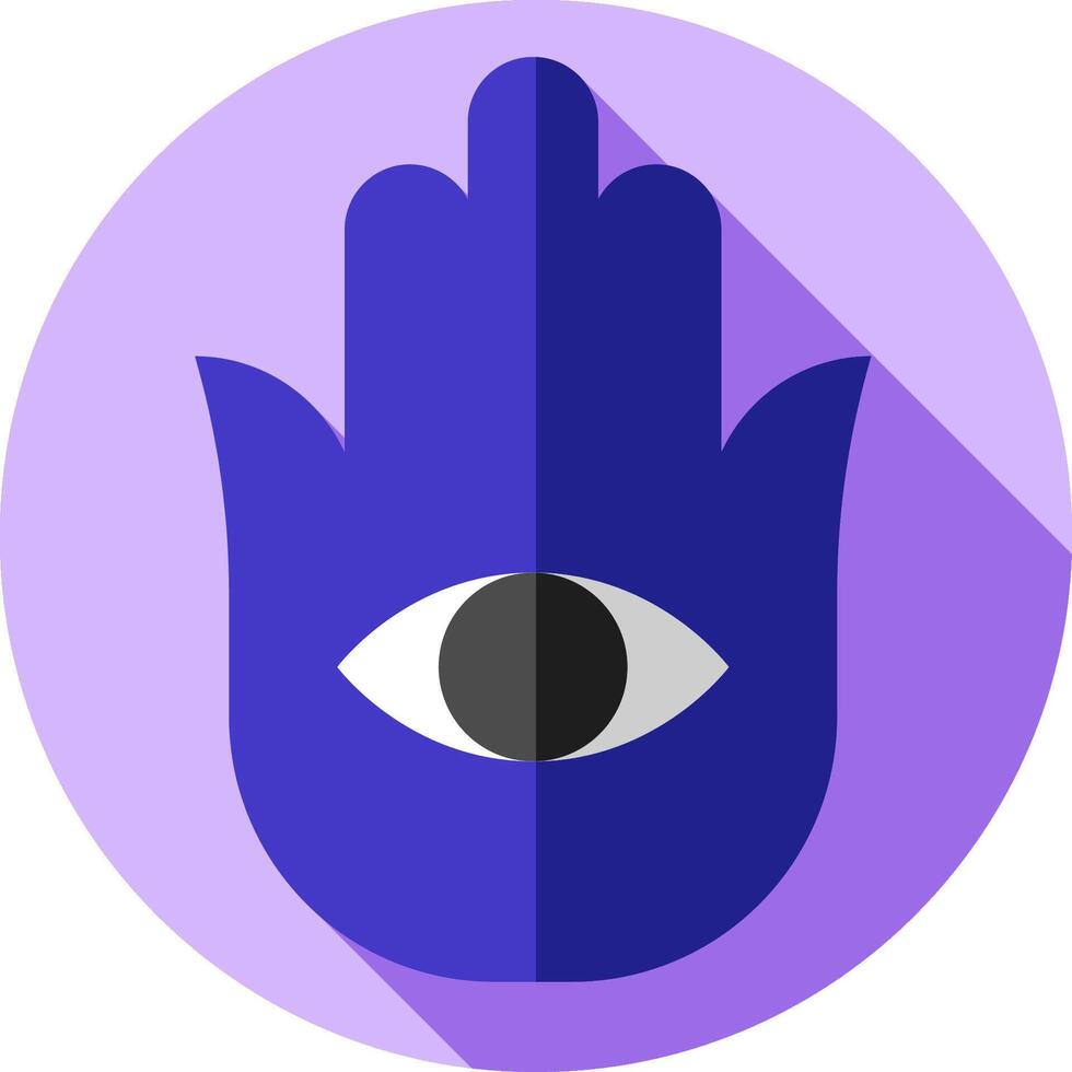A purple hamsa hand with an eye on it vector