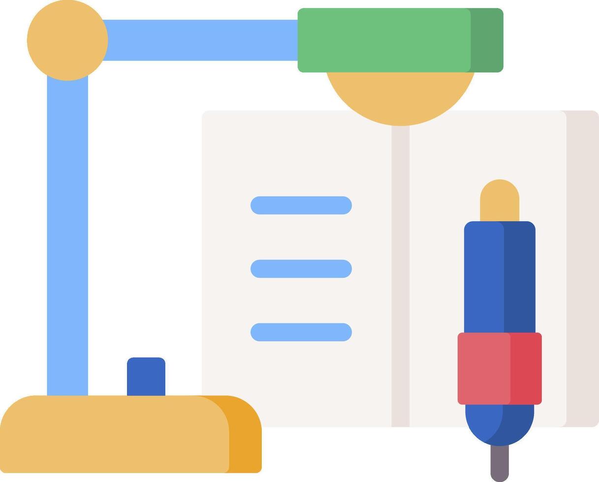 A pen and a book next to a computer vector