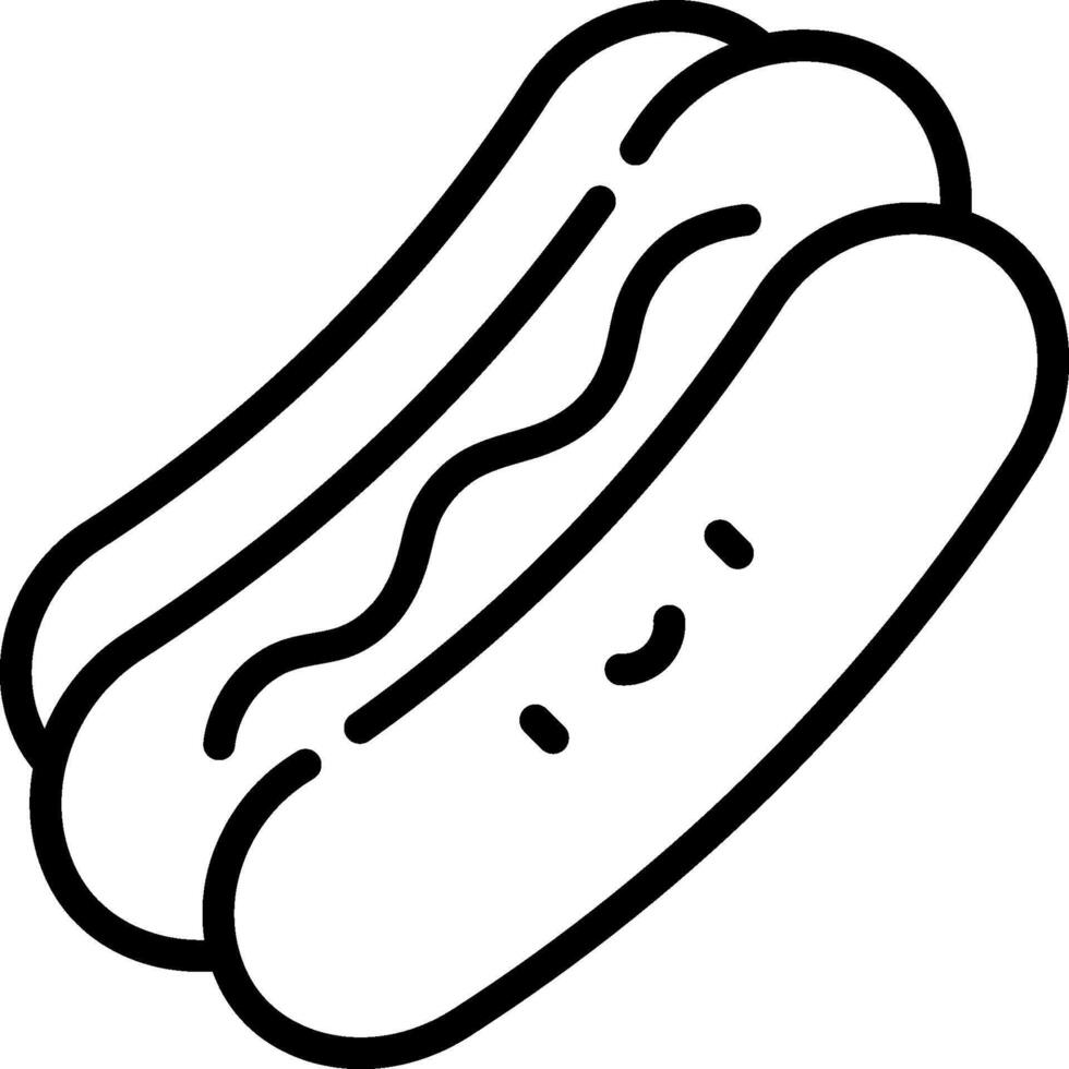 A hot dog is shown in a line drawing vector