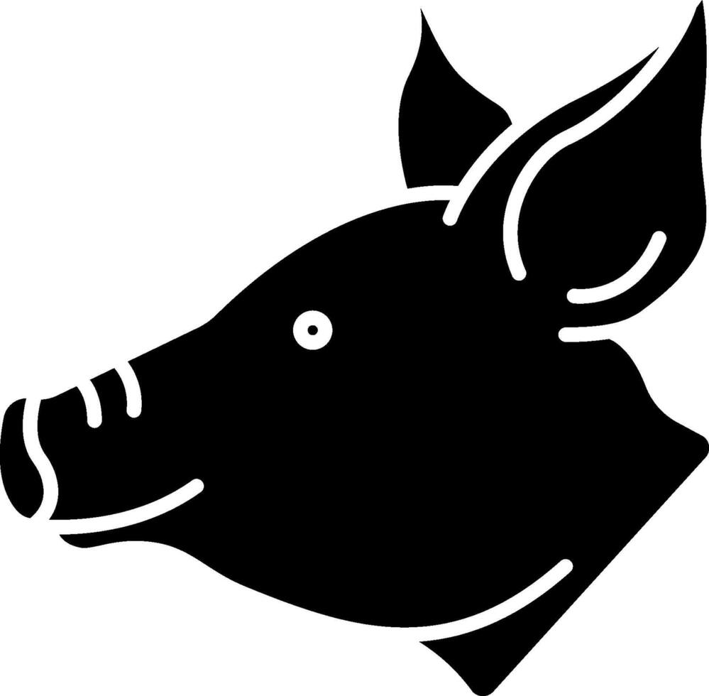 A black and white silhouette of a pig head vector