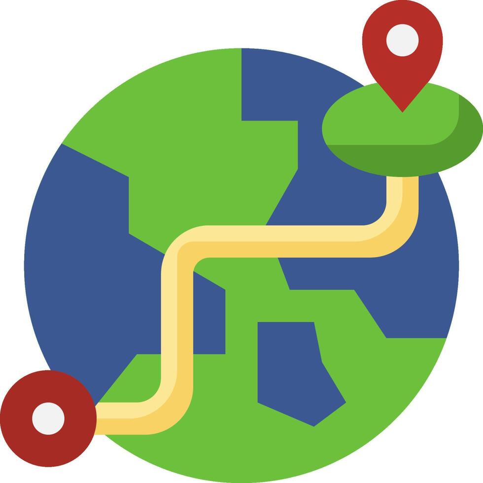A map with a pin pointing to the earth vector