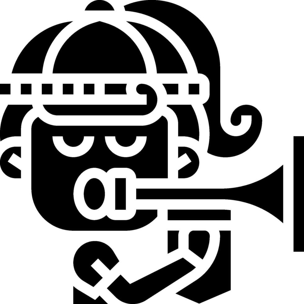 A black and white icon of a man with a trumpet vector