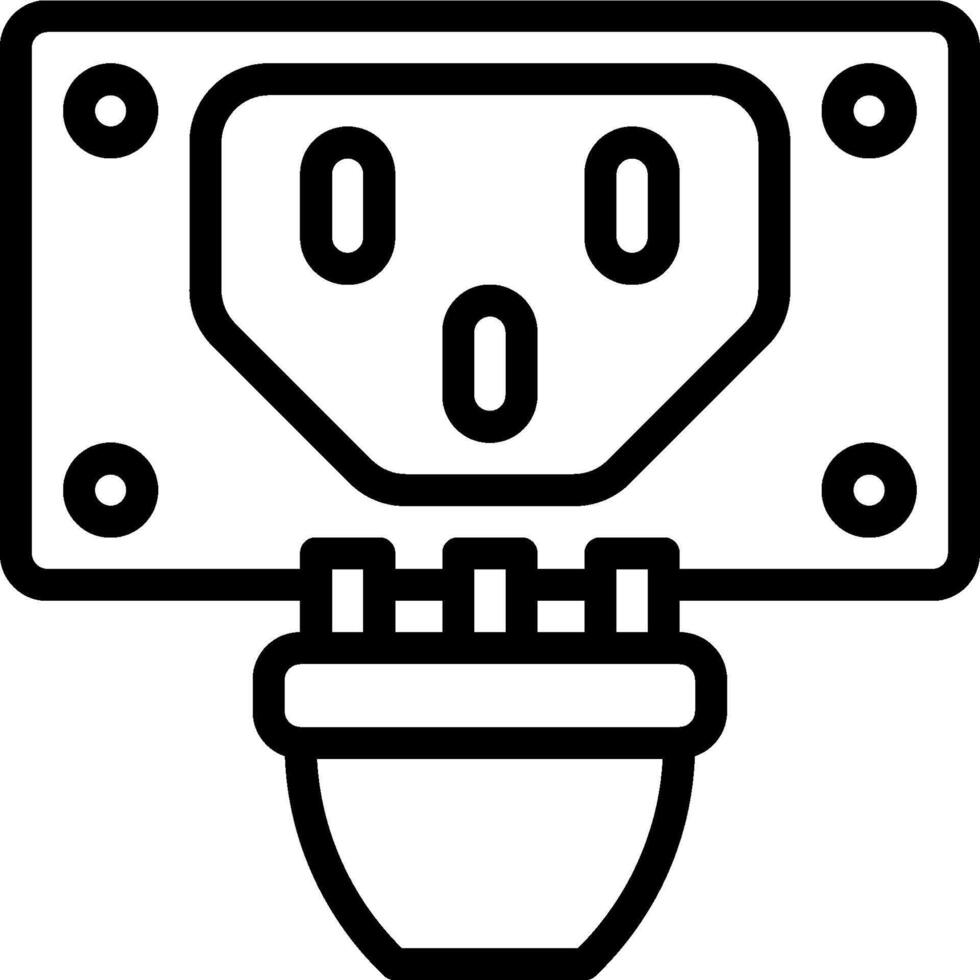 A black and white icon of an electrical outlet vector