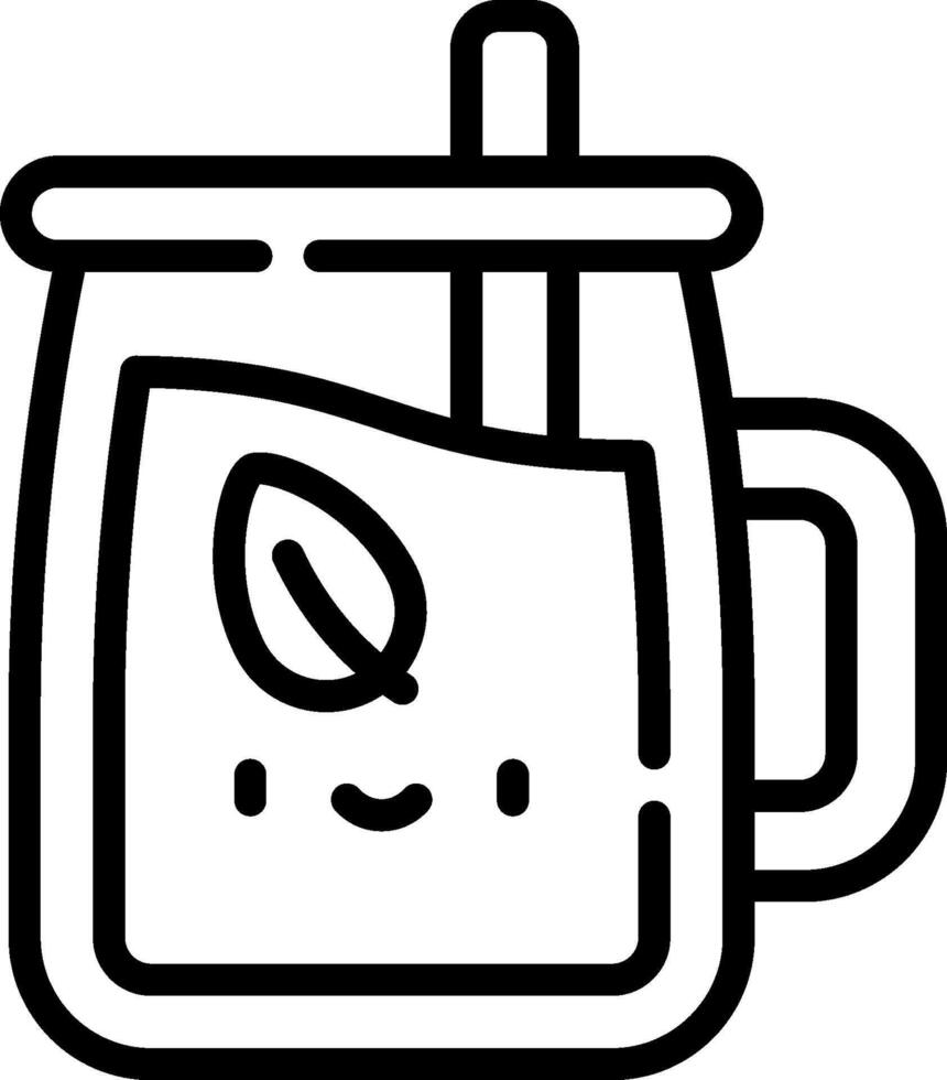 A black and white drawing of a cup with a straw vector
