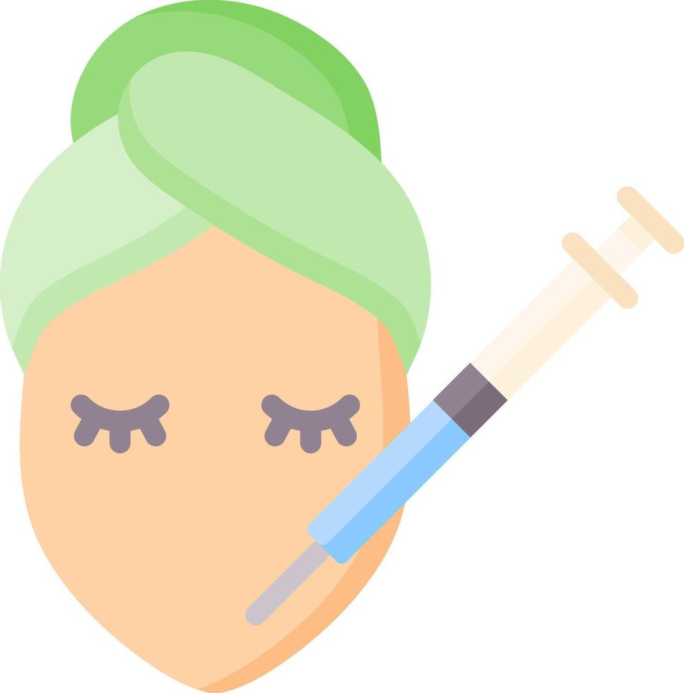 A woman with a green towel on her head and a syringe vector
