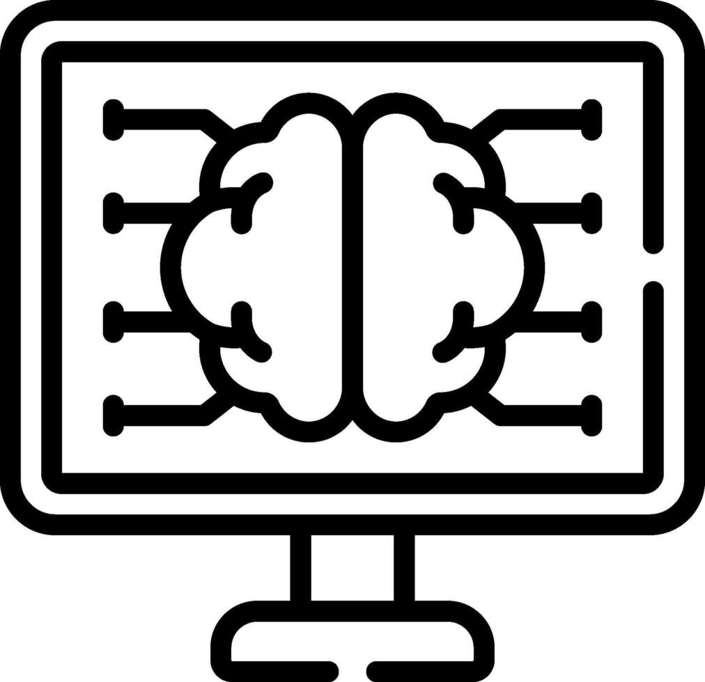A computer screen with a brain on it vector