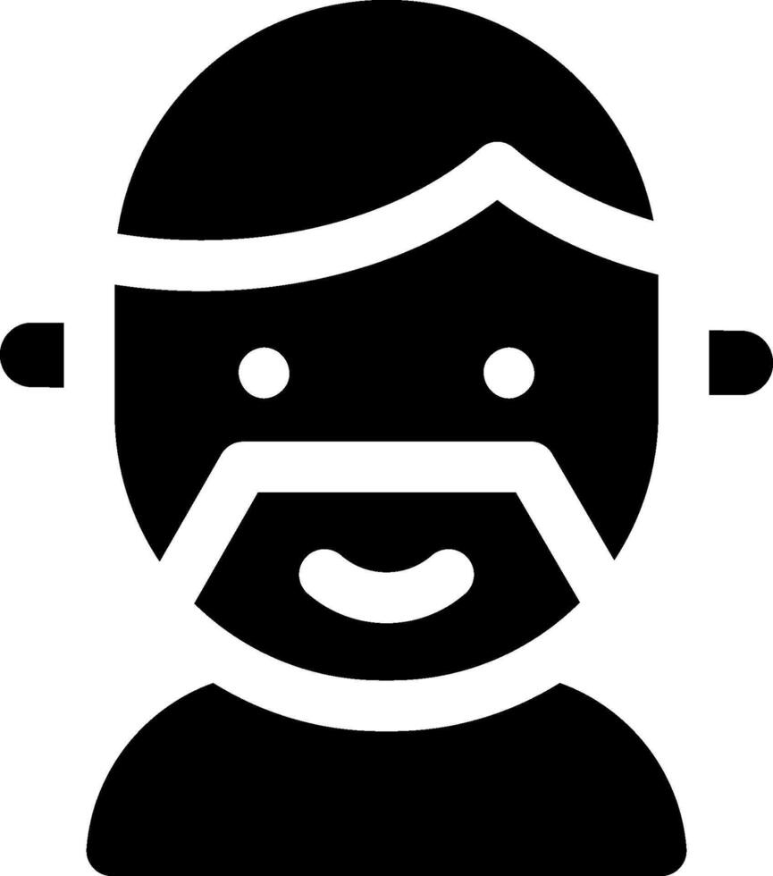 A man with a beard and mustache is shown in a black and white icon vector
