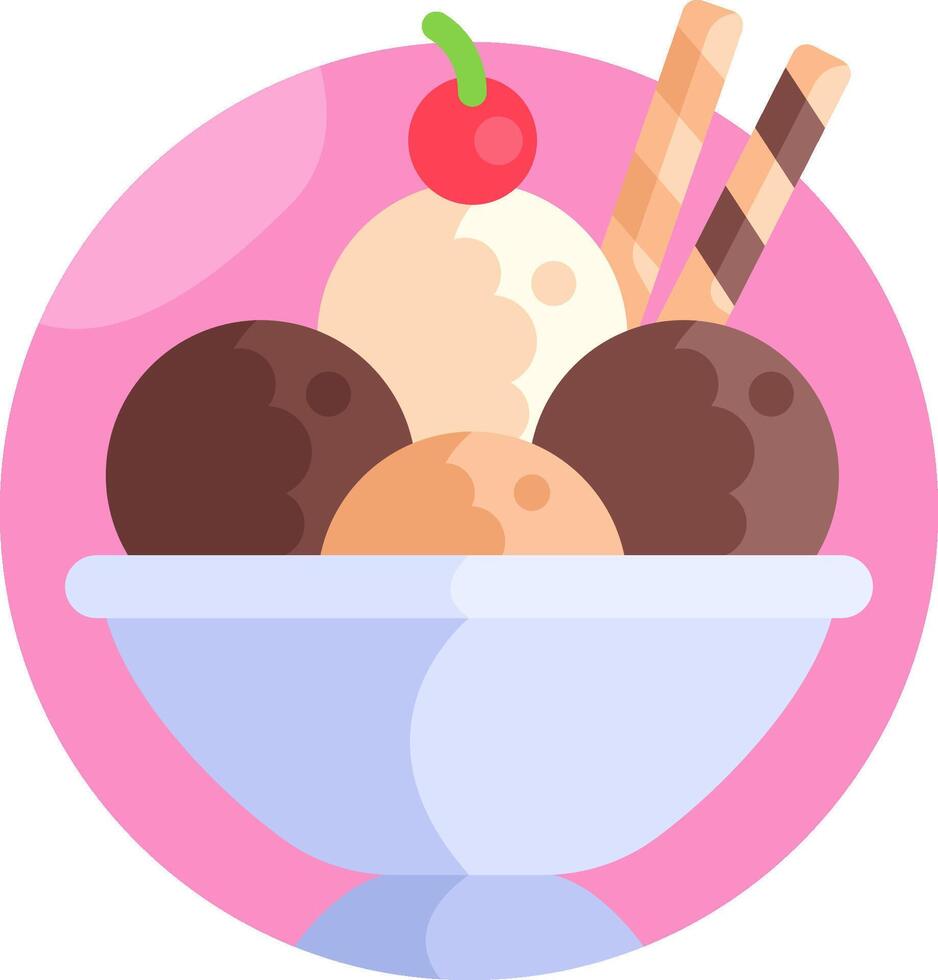 Ice cream with cherries and chocolate vector
