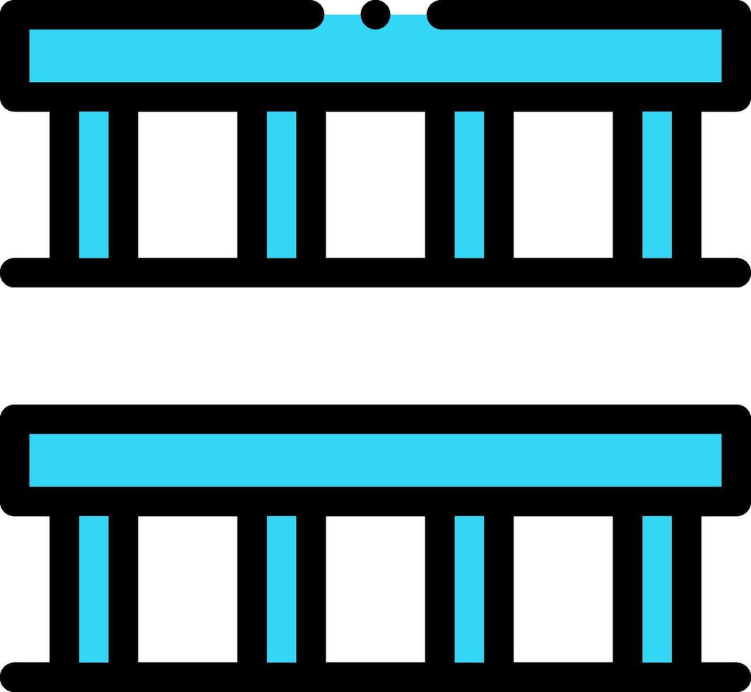Two blue and black buildings with columns vector
