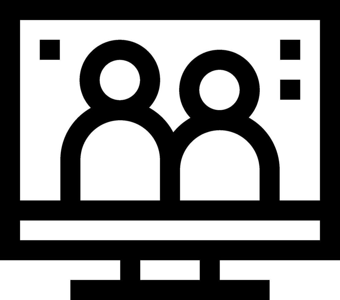 A black and white image of two people sitting on a computer vector