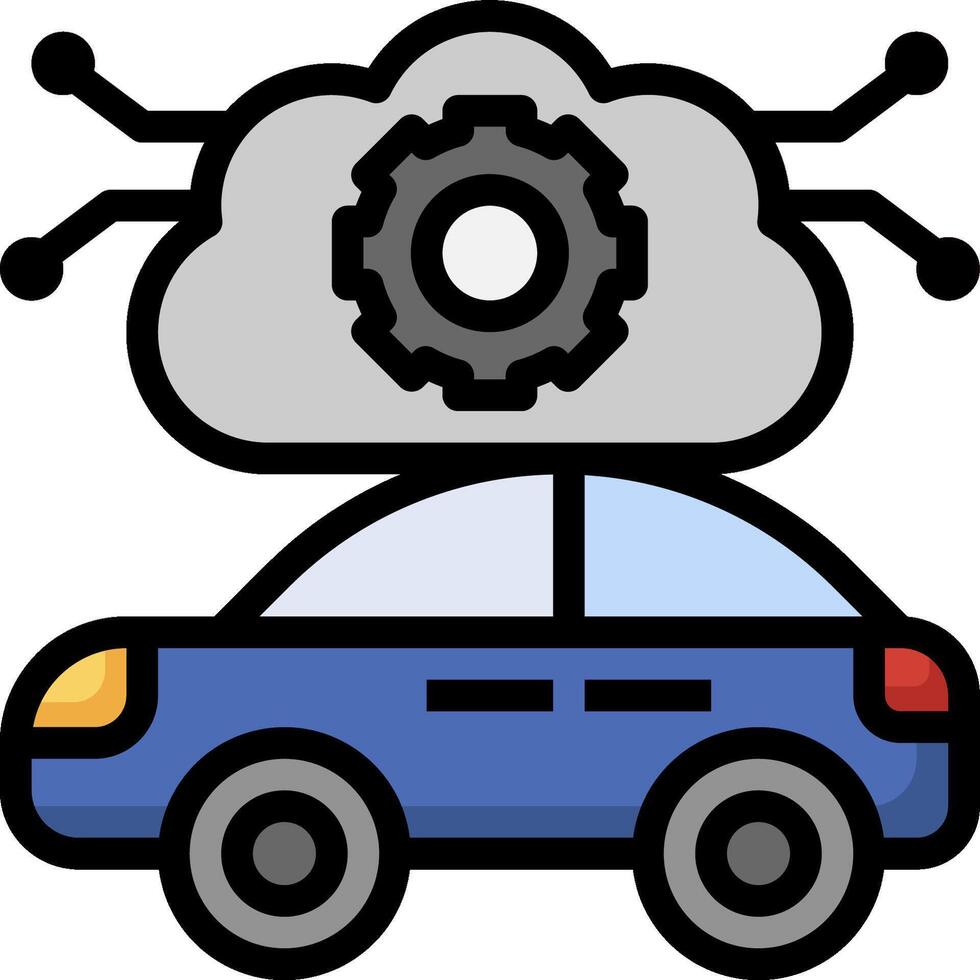 A car with a cloud on top and gears on the side vector