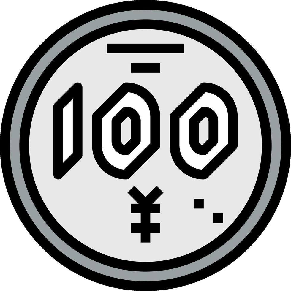 A black and white image of a 100 yen coin vector