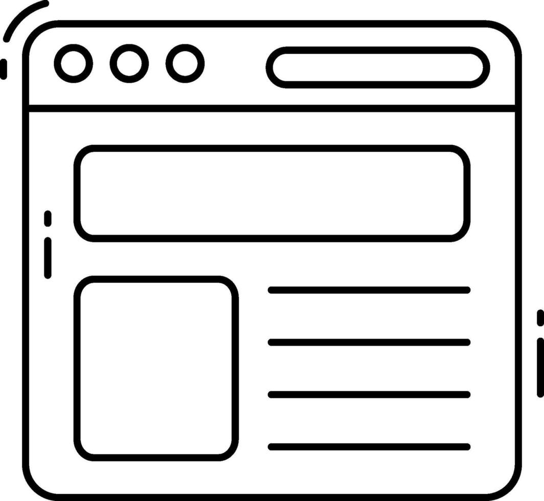 A black and white line drawing of a web page vector