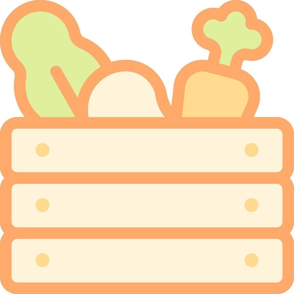 A wooden crate with vegetables and fruit vector