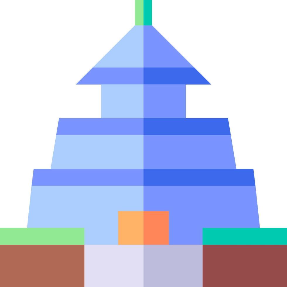 A blue building with a green roof vector