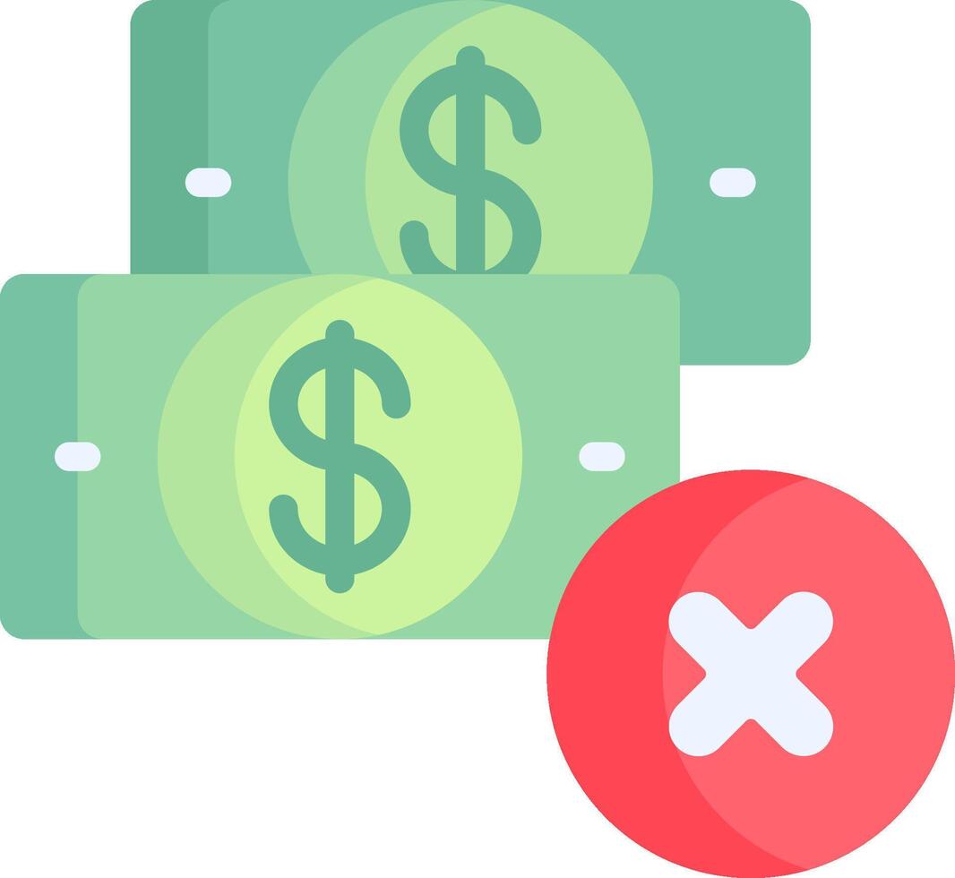 A dollar sign with a red cross next to it vector