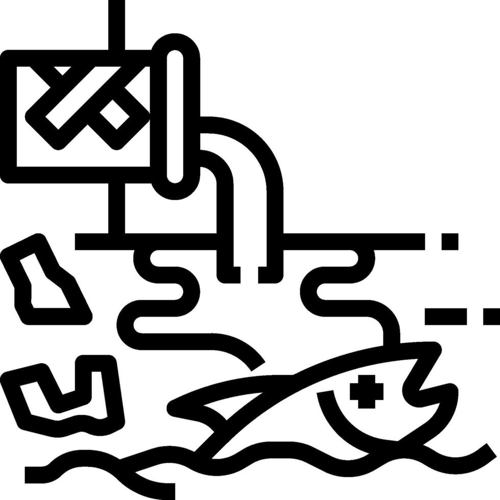 A black and white drawing of a fish in the water vector