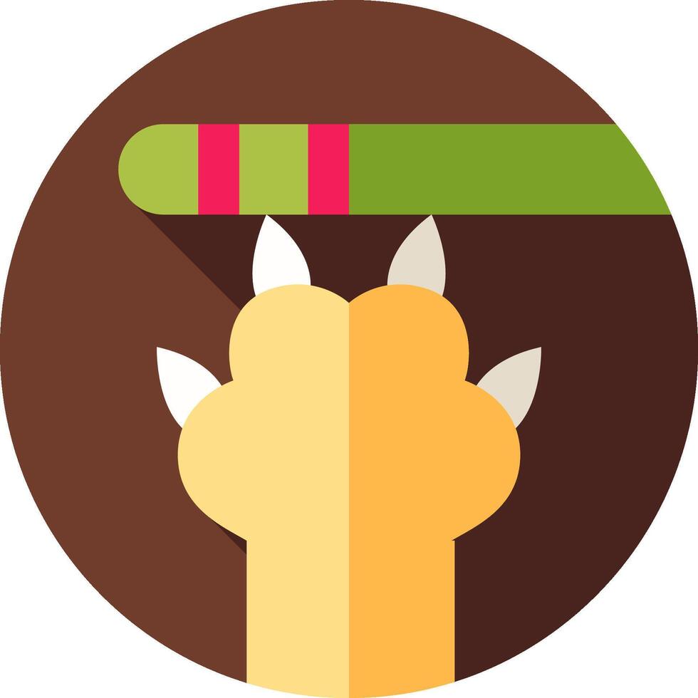 A flat icon of a dinosaur with its claws on a stick vector