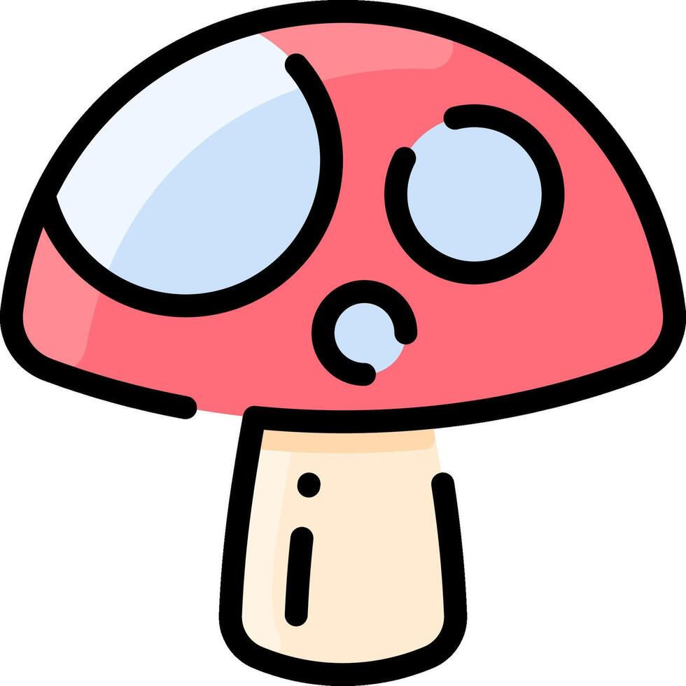 A mushroom with a red cap and blue eyes vector