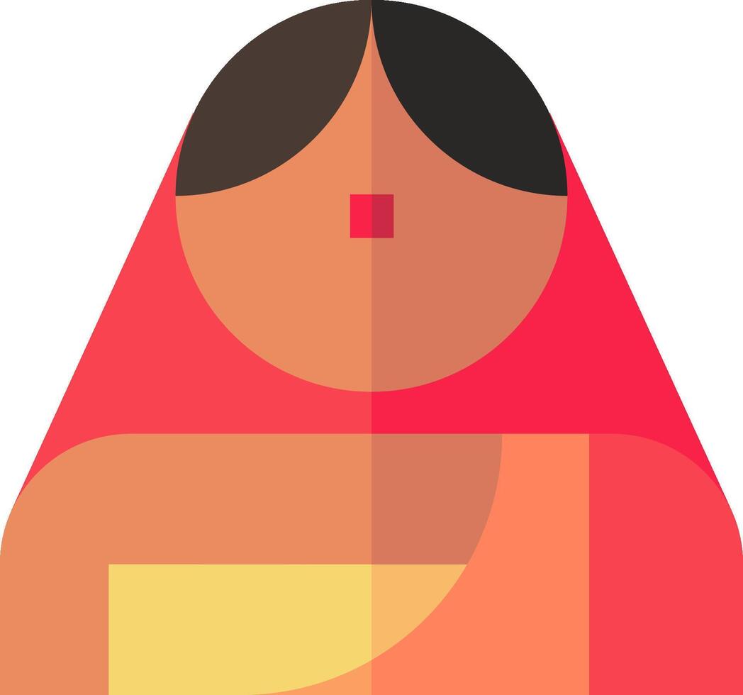 A woman with a red sari and a black head vector