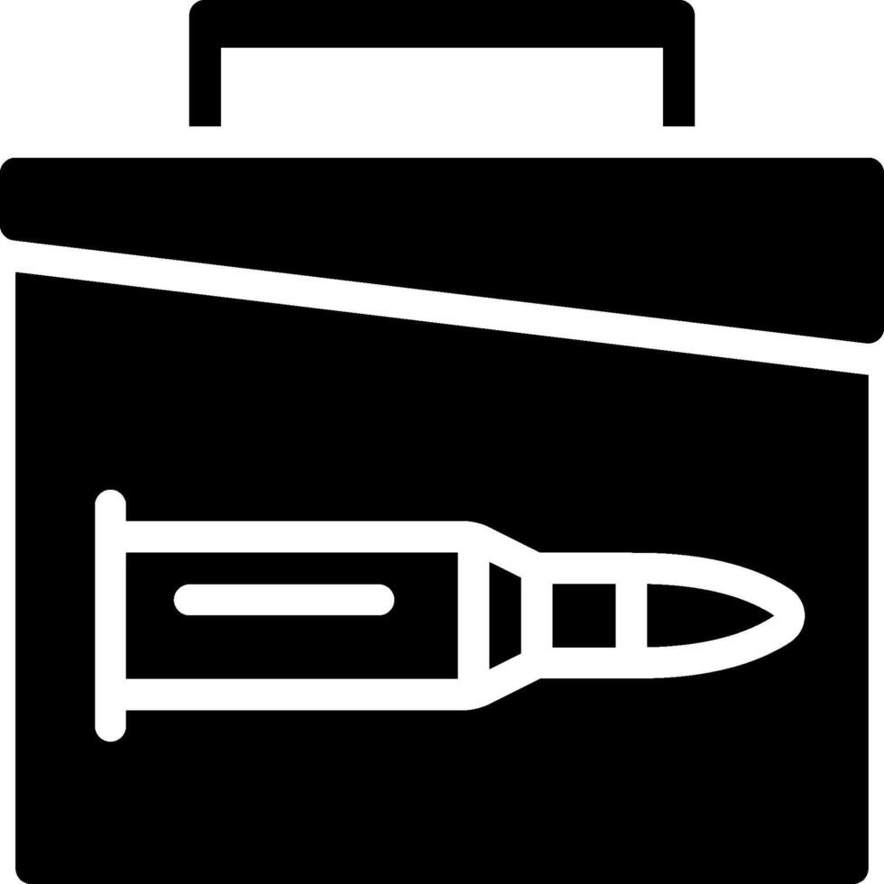 A black and white icon of a gun in a briefcase vector